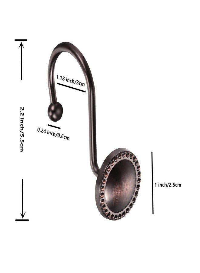 qinnsou 24 Pack Curtain Hooks, Heavy Duty Zinc Alloy Shower Curtain Hooks (Beaded Circle, Oil- Rubbed Bronze) - Image 2