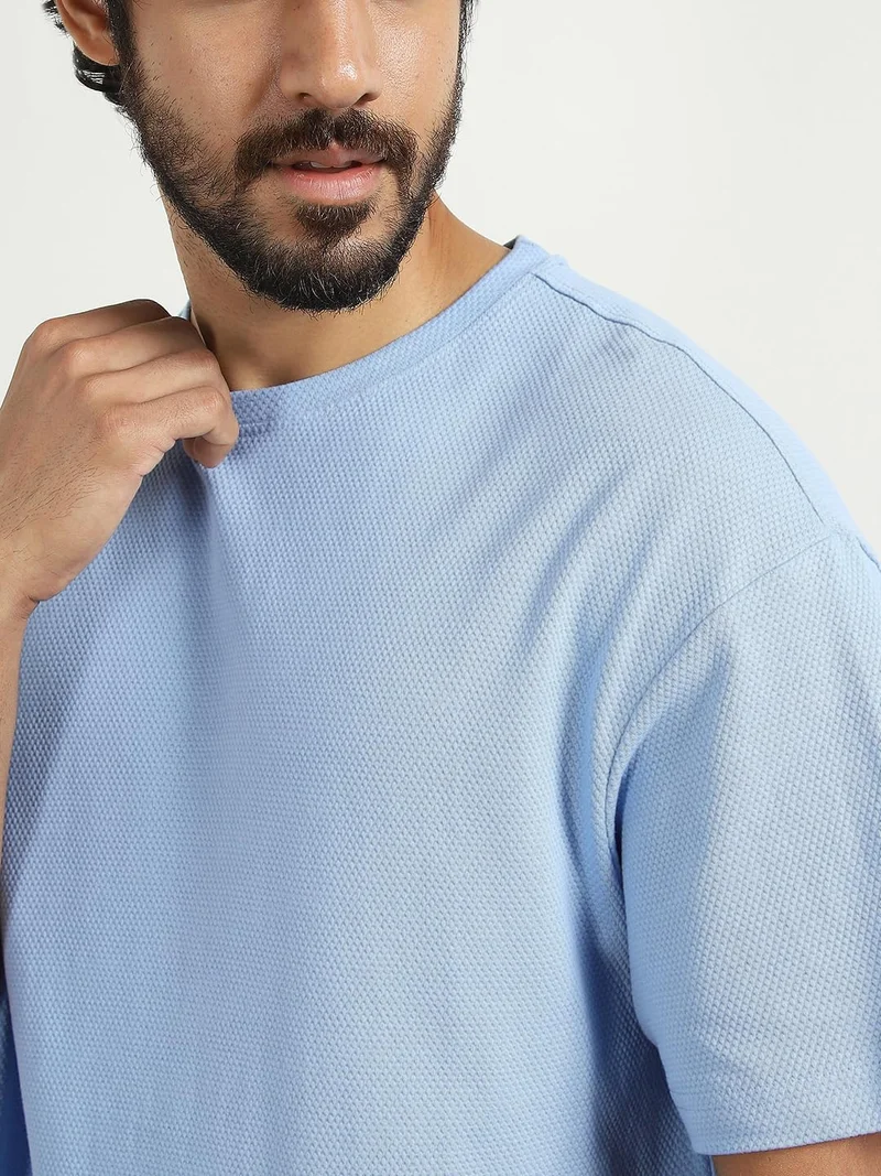 نوبيرو Moses Powder Blue Oversized T-Shirt & Joggers Set for Men