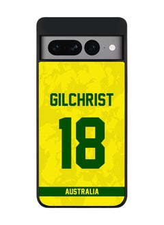 Rugged Black Edge Case for Google Pixel 7 Pro, Slim fit Soft Case Flexible Rubber Edges Thin Cover - Player Name - Adam Gilchrist, Jersey Number- 18