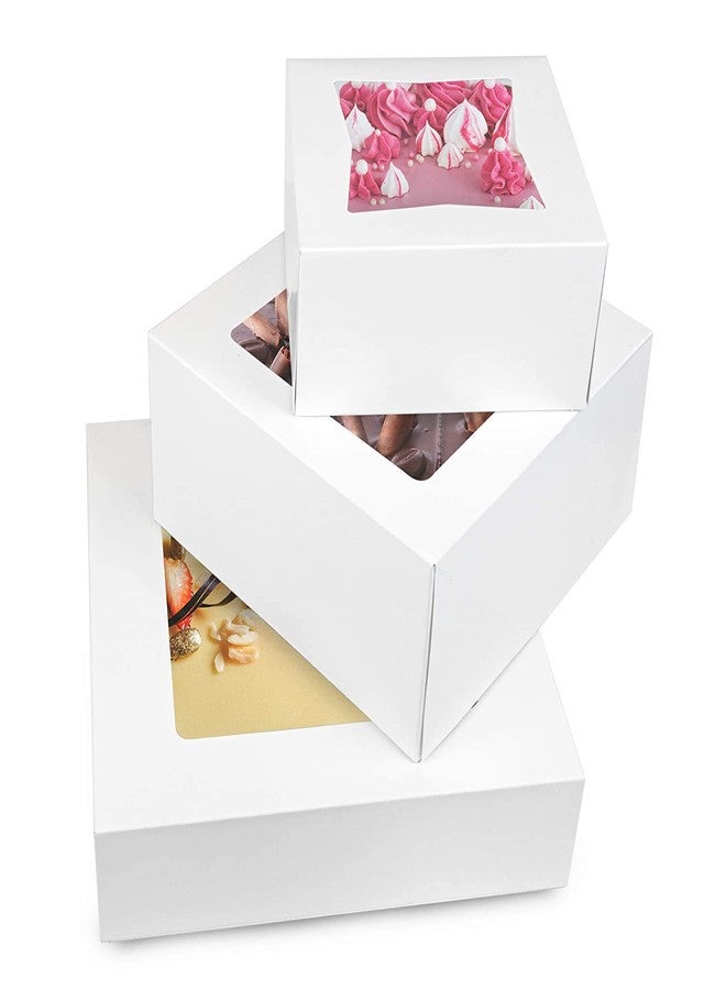 BAKEFY� 10+10+10 White Brownie 1,4,6 Brownie Holder Box Bakery Boxes Bulk Kraft Individual Boxes Carriers Treat Boxes Cookie Boxes Dessert Boxes for Small Pie Cookies and Pastry Boxes Packaging - Image 1