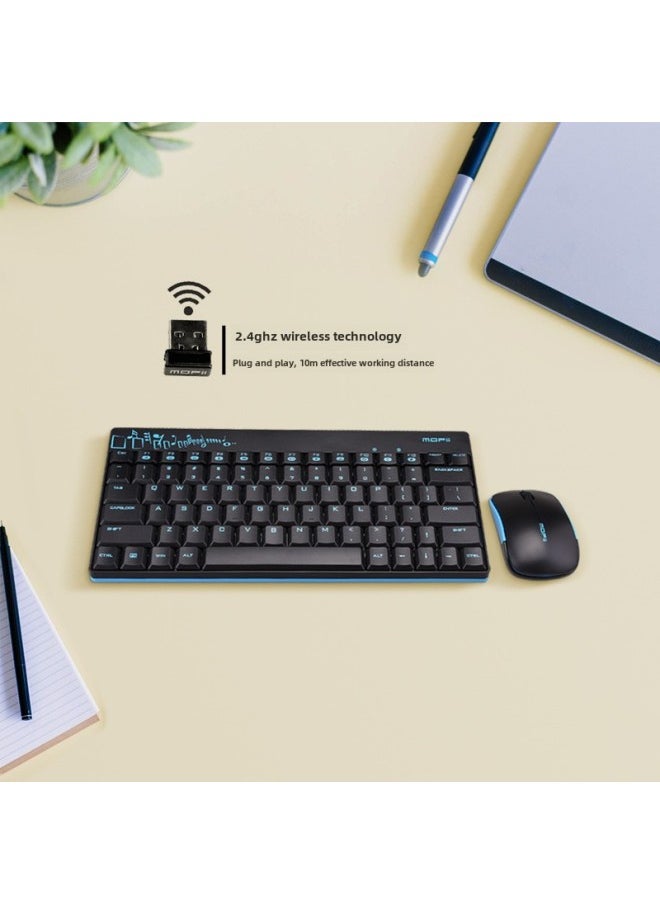 Generic - Mofii Skyscraper X210 Wireless Keyboard Mouse Set Notebook Portable Small Office Unlimited Keyboard Mouse-Specifications:x210 BLACK BLUE - Image 1