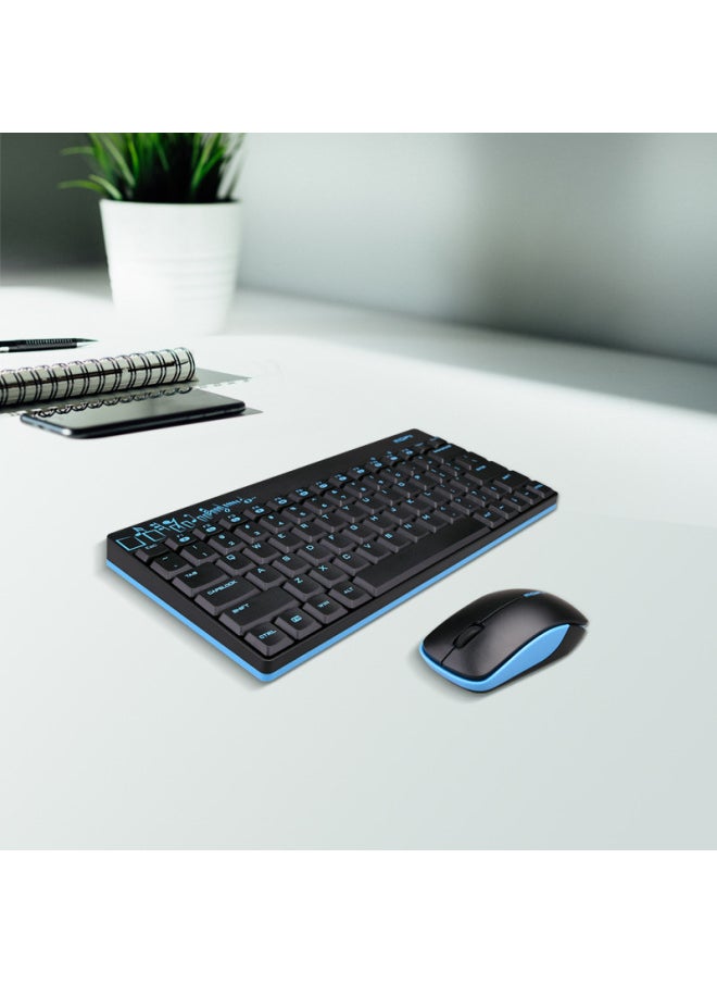 Generic - Mofii Skyscraper X210 Wireless Keyboard Mouse Set Notebook Portable Small Office Unlimited Keyboard Mouse-Specifications:x210 BLACK BLUE - Image 1