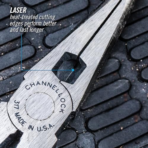 Channellock 317 8-Inch Long Nose Plier with Side Cutter | Needle Nose Pliers with Knife and Anvil - Style Side Cutter | Crosshatch Jaw Forged from High Carbon Steel for Maximum Grip on Materials | Specially Coated for Rust Prevention | Comfort Grips , Blue - Image 5