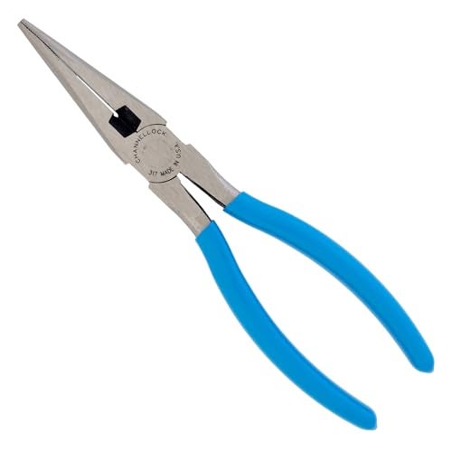 Channellock 317 8-Inch Long Nose Plier with Side Cutter | Needle Nose Pliers with Knife and Anvil - Style Side Cutter | Crosshatch Jaw Forged from High Carbon Steel for Maximum Grip on Materials | Specially Coated for Rust Prevention | Comfort Grips , Blue - Image 1