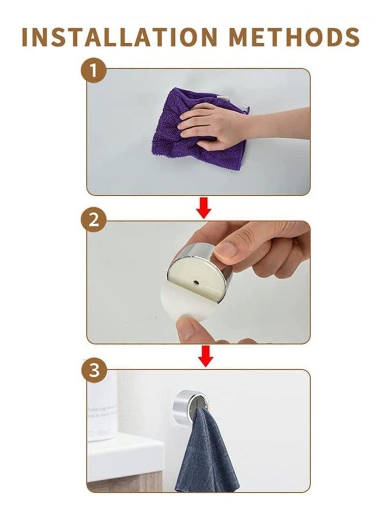 3 Pieces Towel Holder Sticky Hook, Self Adhesive Towel Hooks, Towel Hooks Wall Mount, Stainless Coat Hooks