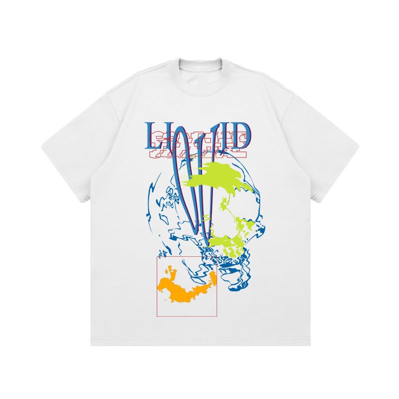 Heavy-Weight Untransparent 260G Summer Short-Sleeved Men'S And Women'S Retro American Street Hip-Hop Student Couple'S T-Shirt Loose Top - Image 1