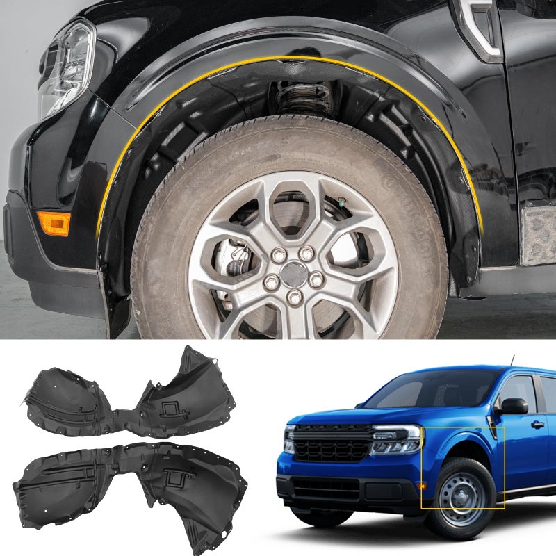 Maxzina Front Wheel Well Liners Compatible with 2022-2025 Ford Maverick Front Driver & Passenger Side No Drilling Well Guards Tire Inner Fenders Splash Liner for 2024 Maverick Accessories (2PCS) - Image 1