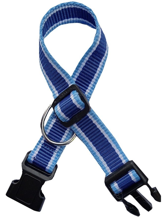 Ayra Pet Care Info Engraved Cat Collar Charm for Young Pets | Adjustable PP Strap with Nickel D-Ring | Blue White | Square | Medium Size