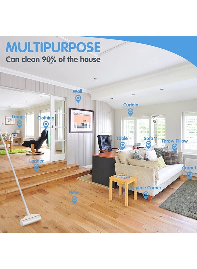 Dust Hair Roller with 1 Roll 60 Sheets Stick Long Handle Retractable Lint Roller Brush Dog Pet Clothes Carpet Cleaning Sticking Paper Sticky Tearable Duster Remover Lints Catcher (White) - Image 3