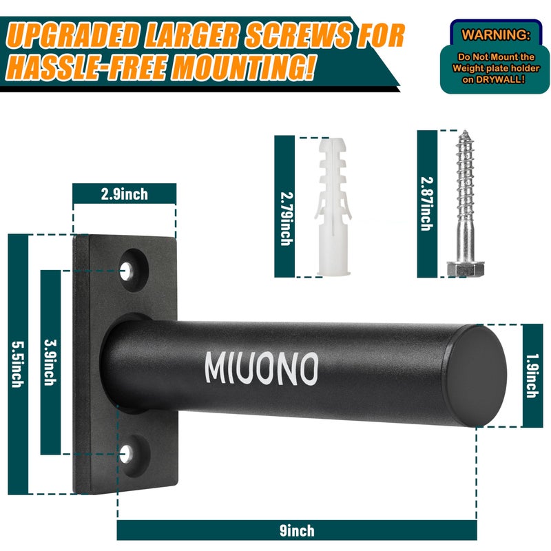 MIUONO Weight Plate Holder, 2 Pack Weight Plate Rack, Fit for 2 Inch Olympic Plate Storage Home Gym - Image 3