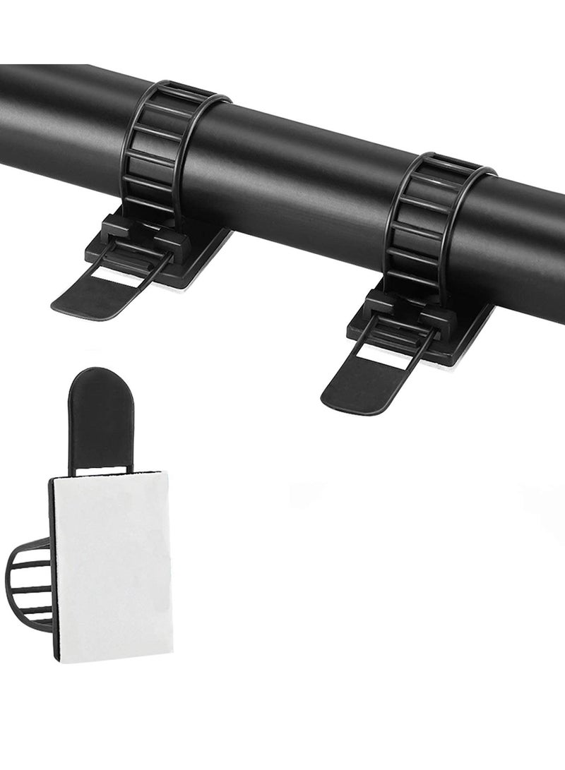 KASTWAVE Adhesive Cable Management Clips Adjustable Nylon Cable Strap Ties Wire Clamps Organizer with Strong Adhesive Tape Extra Screw & Hole for Strong Fixation Home Office 3.55 Inch Black 50 Pcs - Image 1