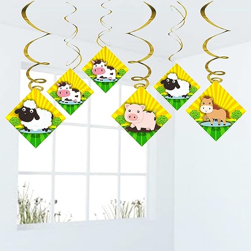 Balloonistics Farm Animals Hanging Swirl Decorations Farm Animals Theme Banyard Decorations Party Farm Animals Theme Banyard Ceiling Hanging Swirl Decorations (Pack of 6 Swirls) - Image 1