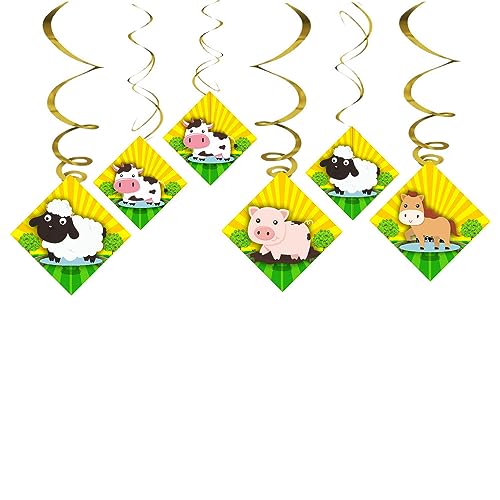 Balloonistics Farm Animals Hanging Swirl Decorations Farm Animals Theme Banyard Decorations Party Farm Animals Theme Banyard Ceiling Hanging Swirl Decorations (Pack of 6 Swirls) - Image 2
