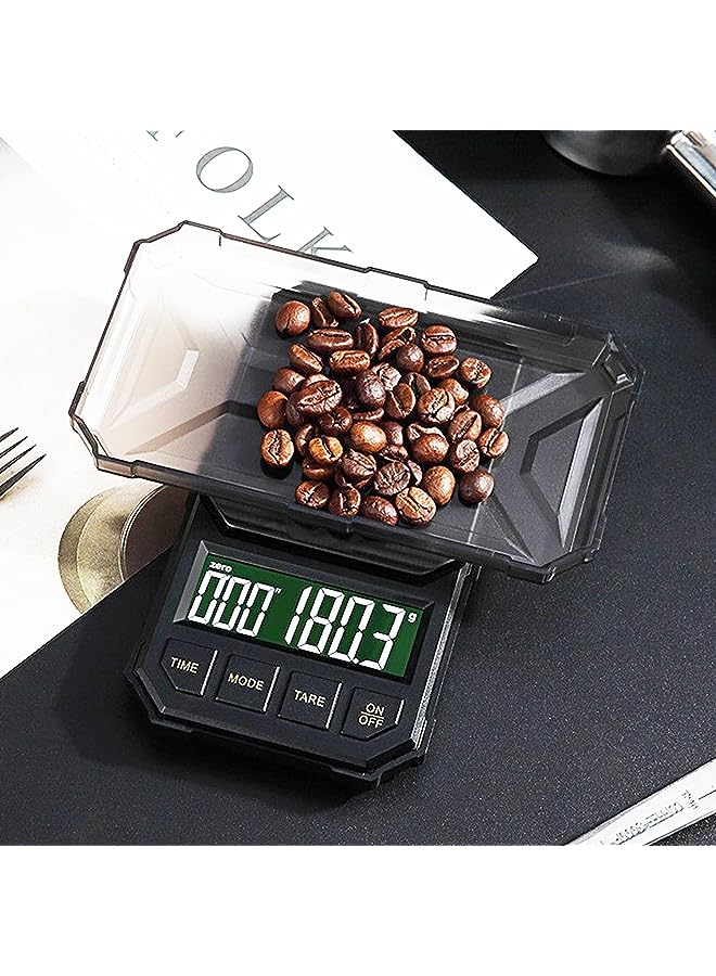 PROMASS Scale with Timer 1000g x 0.1g Small & Thin Travel Coffee Scale, Mini Digital Scale Grams and Ounces with Large Backlit LCD Stainless Steel Pocket Food Scale Drip Tray Pulling Scale - Image 1