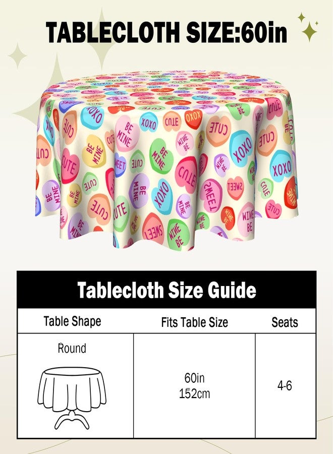 VentuCoven Valentines Day Be Mine Round Tablecloth 60 Inch Colorful Heart Table Cloth Round Cover Sweet Love Round Kitchen Table Cloth Decor for Dining Room Indoor - Image 5