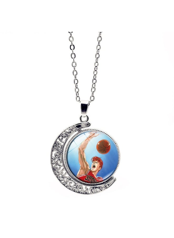 KUYING New Slam Dunk Double Sided Rotating Moon Pendant Necklace 