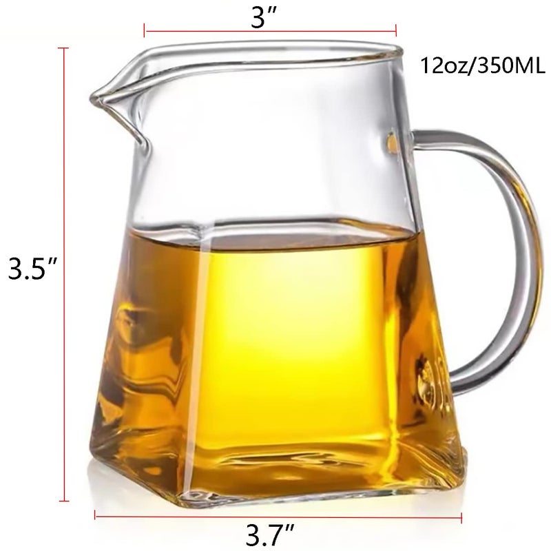 Dadamong Glass Pitcher with Handle, Milk and Cream Pitcher Cup Jug, Heat Resistant Borosilicate Glass Creamer for Coffee Tea or Maple Syrup Serving, Stovetop & Microwave Safe (12oz/ 350ML) - Image 3