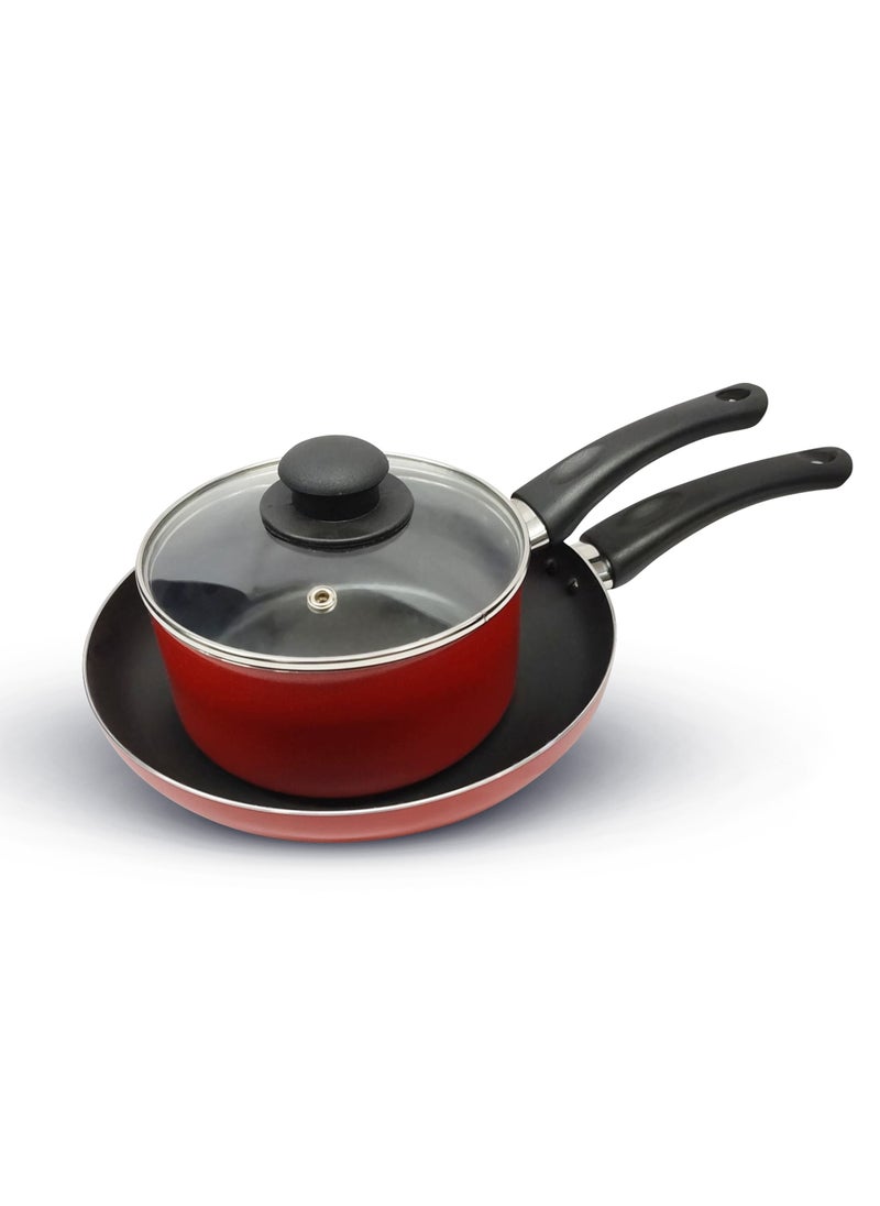 DELCASA - Delcasa 3 Piece Nonstick Cookware Set DC2898 16 cm saucepan with lid and a 24 cm frypan. assorted color - Image 1
