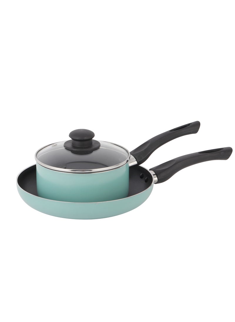 DELCASA - Delcasa 3 Piece Nonstick Cookware Set DC2898 16 cm saucepan with lid and a 24 cm frypan. assorted color - Image 1