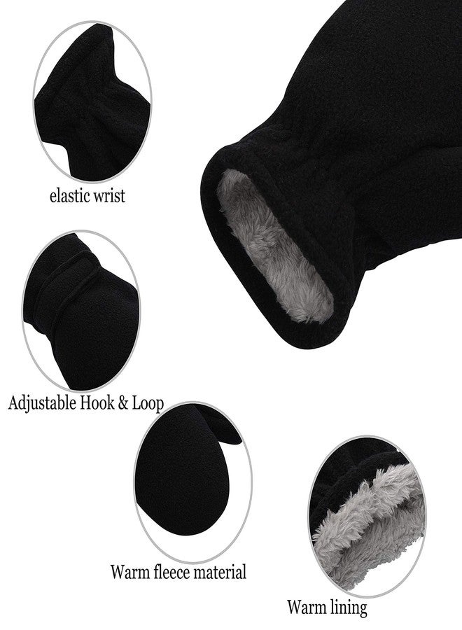 Reyow Toddler Mittens Baby Boy & Girls Winter Warm Mittens Kids Easy-On Sherpa Fleece Lined Snow Infant Gloves 2 Pairs - Image 4