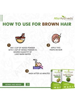 ATTAR AYURVEDA Attar Ayurveda Natural Dye for Black Hair (Henna Leaves powder, Indigo leaves powder combo pack) (200 grams + 200 grams = 400 grams total)  - Image 3