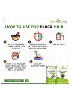 ATTAR AYURVEDA Attar Ayurveda Natural Dye for Black Hair (Henna Leaves powder, Indigo leaves powder combo pack) (200 grams + 200 grams = 400 grams total)  - Image 4