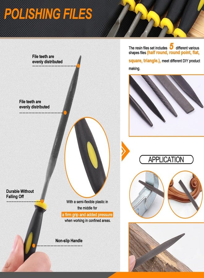 Rustark 26Pcs Resin Sanding and Polishing Casting Tools Assortment Kit Includes Sand Papers Metal Resin Files Polishing Blocks Scissors Brush Polishing Cloth for Polishing Epoxy Resin Jewelry Making - Image 5