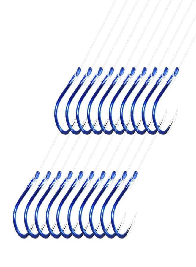 AMHDV Tiny Fishing Hooks with Line, Small Fishing Hook and Leader (Pack of 20) (Blue, 16# (0.55-2.2lb)) - Image 1