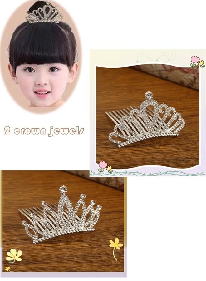 Wedding Party Children's Flower Girl Crystal Rhinestone Crown Tiara, Children's Tiara, Princess Crown, Birthday Hairpin, Headband Cute Princess, Suitable for Girls and Brides (Silver) - Image 1