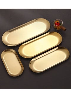 4 Golden Rectangular Serving Tray Different Sizes