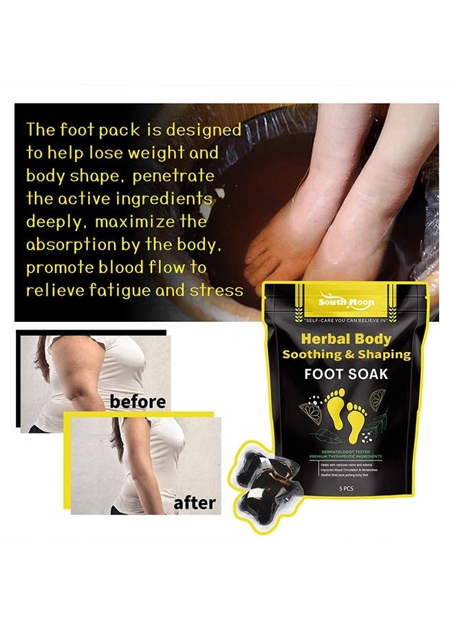 SOUTH MOON - 5Pcs Herbal Soothing Foot Bath Bag - Slim Body Sculpting - Slim Thighs & Big Belly - Foot Bath Foot Soak Bag - Image 1