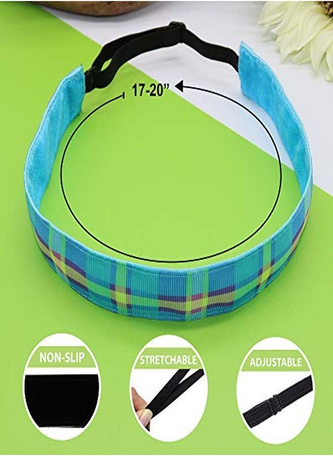 FROG SAC 6 Plaid Headbands For Girls, Adjustable Non Slip Headbands For Kids, Girl Hair Bands Accessories For Birthday Party Favors, Head Band Pack Stocking Stuffers  - Image 4