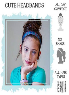FROG SAC 6 Plaid Headbands For Girls, Adjustable Non Slip Headbands For Kids, Girl Hair Bands Accessories For Birthday Party Favors, Head Band Pack Stocking Stuffers  - Image 3