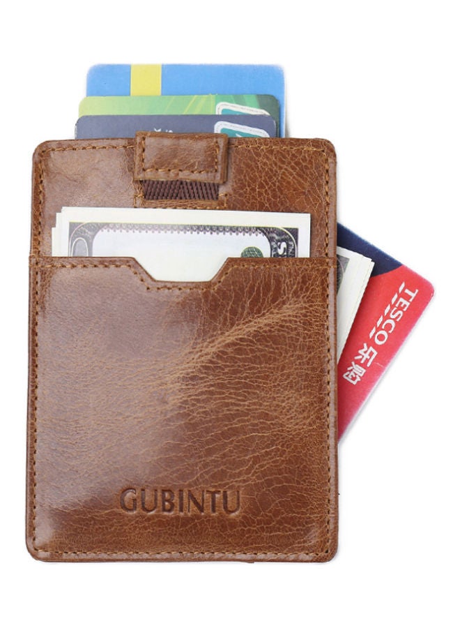 Anti Magnetic Head Layer Ultra Thin Leather Card Bag Brown  - Image 4