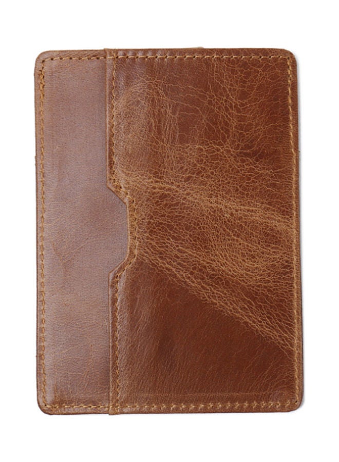 Anti Magnetic Head Layer Ultra Thin Leather Card Bag Brown  - Image 2