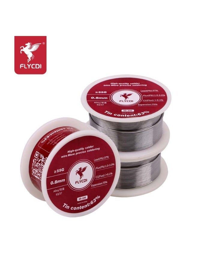 flycdi XS-200 solder wire with tin content 55g net weight. Contains flux core Suitable for electronics and maintenance work - Image 1