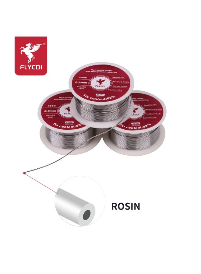 flycdi XS-200 solder wire with tin content 55g net weight. Contains flux core Suitable for electronics and maintenance work - Image 2
