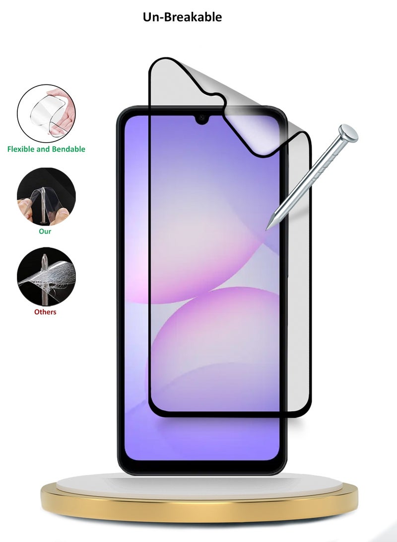 Wtech Samsung Galaxy A07 4G 2025 Premium Nano Ceramic Full Glue Full Cover Matte Flexible Screen Protector (MSCNMN) - Clear/Black - Image 3