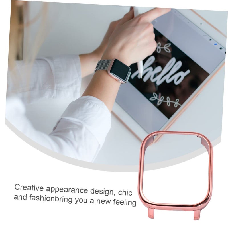 Rose Pink Watch Case Cover With Tempered Glass Screen Protector And Bumper Frame - Image 5