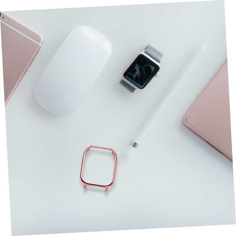 Rose Pink Watch Case Cover With Tempered Glass Screen Protector And Bumper Frame - Image 3