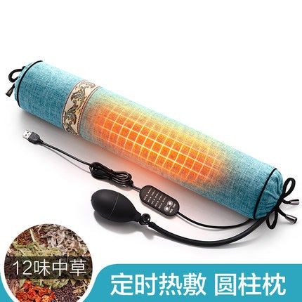 Cervical Pillow Repair Help Sleep Sleep Special Round Buckwheat Cassia Seed Mugwort Neck Protection Chinese Herbal Medicine Factory Sea sapphire blue (hot compress inflatable) cylinder 12 flavor grass 