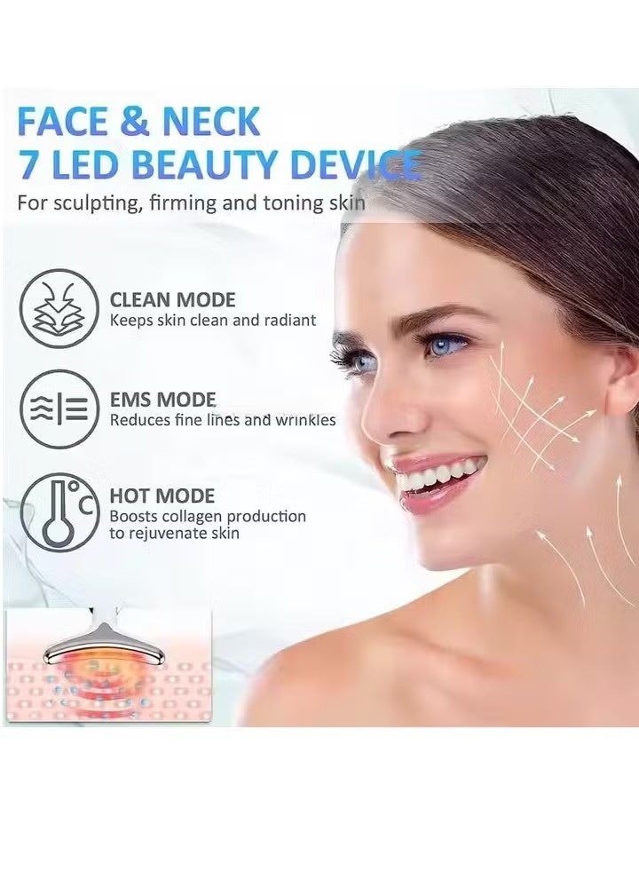 GTSOL 7-Color LED Face & Neck Massager with Microcurrent | Skin Tightening, Wrinkle Reduction, Double Chin Reducer & Face Lifting Device - Image 3