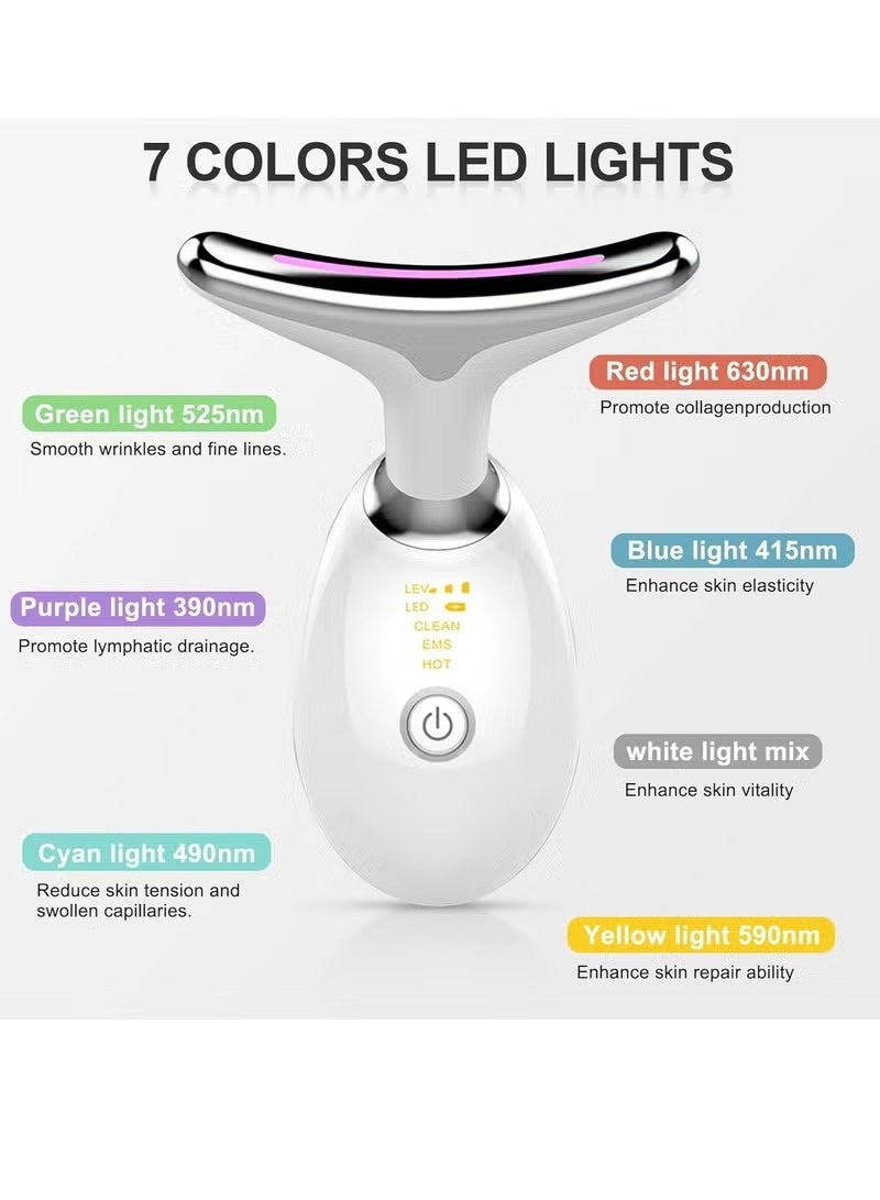 GTSOL 7-Color LED Face & Neck Massager with Microcurrent | Skin Tightening, Wrinkle Reduction, Double Chin Reducer & Face Lifting Device - Image 2