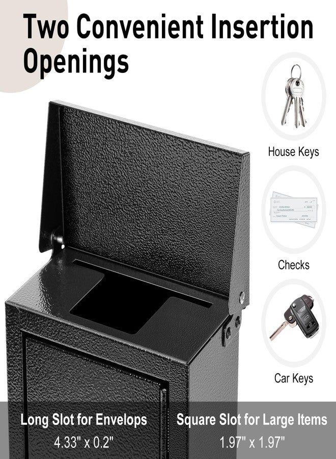 xydled Wall-Mounted Key Drop Box with Combination Lock, Metal Mailbox, Indoor&Outdoor Storage Box, Hanging Secured Postbox, for Home & Business Use, 5.5X 3.0X 9.8 inch, Black - Image 2