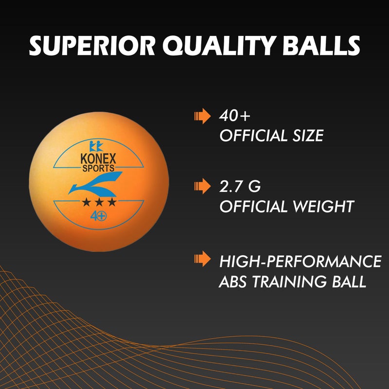 KONEX 40+ Plastic Table Tennis Balls Pack of 6 | High Performance 3-Star ABS TT Balls for Professio0l Matches and Training | Ideal for Adults & Kids (Orange) - Image 3