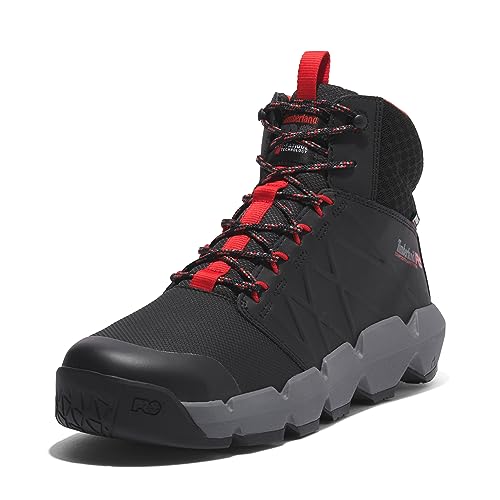 Timberland PRO Men's Morphix 6 Inch Composite Safety Toe Waterproof Industrial Casual Sneaker Boot, Black/Red-2024 New, 9 - Image 5