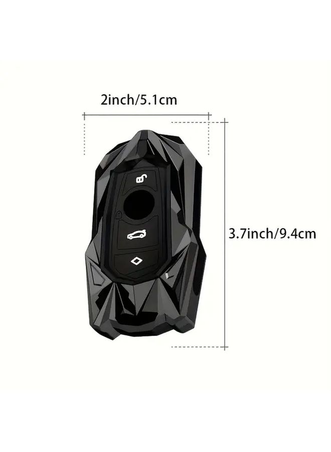 Zinc Alloy Geometric Car Key Case Cover Protector Type A Black - Image 5