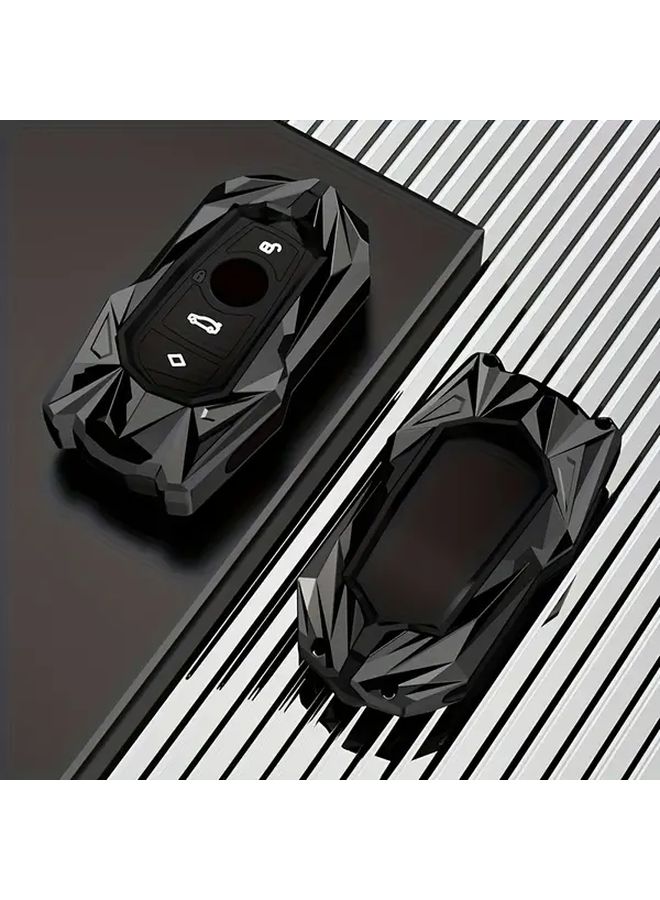 Zinc Alloy Geometric Car Key Case Cover Protector Type A Black - Image 4