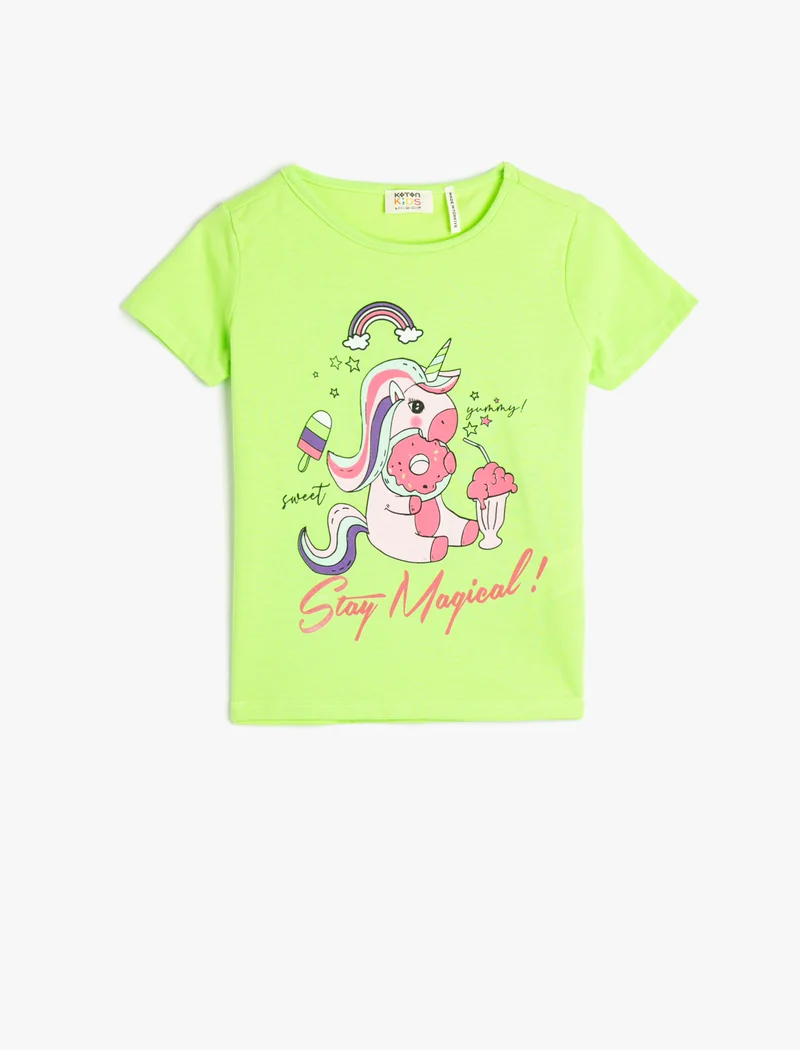 كوتون Unicorn T-Shirt Short Sleeve Crew Neck