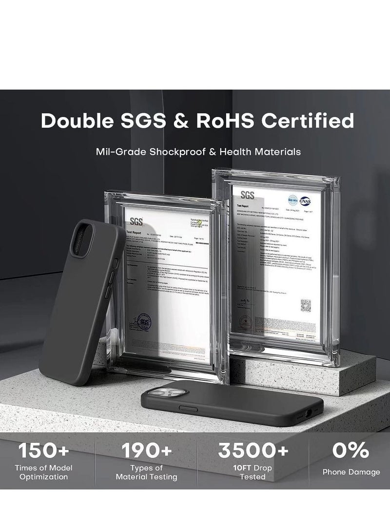 5 in 1 Designed for iPhone 14 Plus Case, with 2 Pack Screen Protector + 2 Pack Camera Lens Protector, Liquid Silicone Ultra Slim Shockproof Protective Phone Case 6.7 Black - Image 5